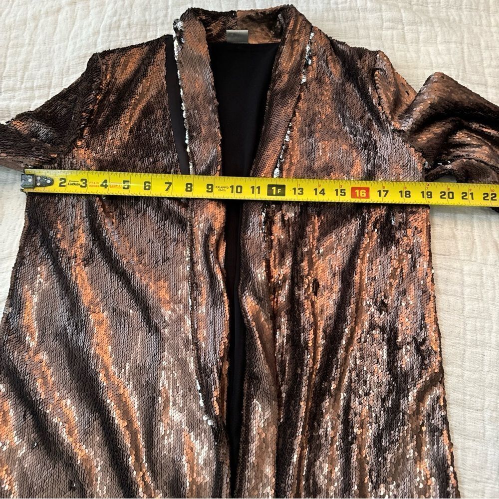 ZARA Metallic two tone Sequin Blazer Jacket Bronze Silver Size S W&B Collection - Picture 11 of 12